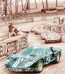 Ford GT40 MK II – Le Mans 1966 - Peinture de François Bruère