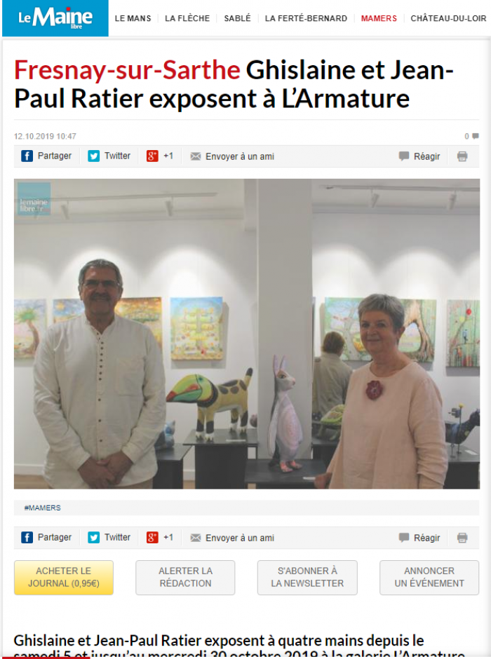 Fresnay-sur-Sarthe Ghislaine et Jean-Paul Ratier exposent à L’arTmature de Le Maine libre