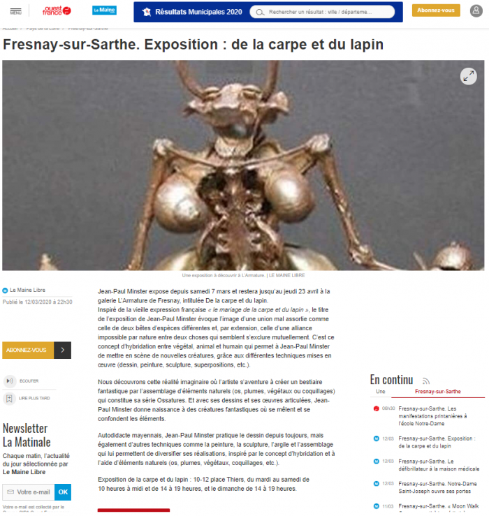 Fresnay-sur-Sarthe. Exposition : de la carpe et du lapin de Ouest France