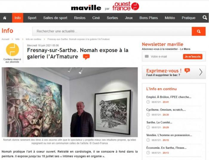 Fresnay-sur-Sarthe. Nomah expose à la galerie l’ArTmature de Ouest France