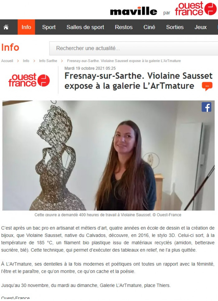 Fresnay-sur-Sarthe - Violaine Sausset expose à la galerie L’ArTmature de Ouest France