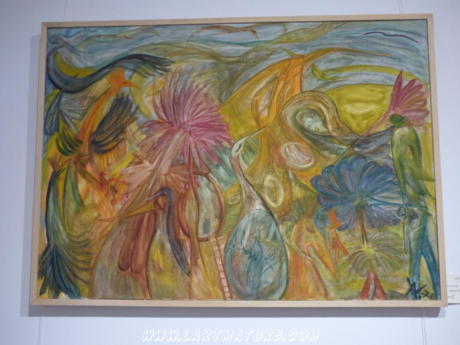 L'amour et les grands oiseaux - Peinture de André Voisin