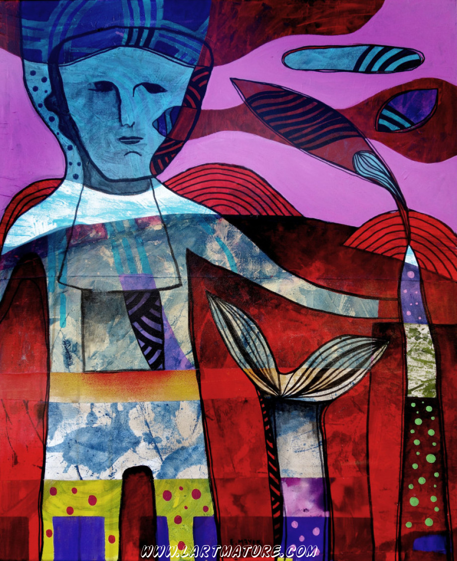 Tête bleue - Dessin, Peinture de Eric Meyer