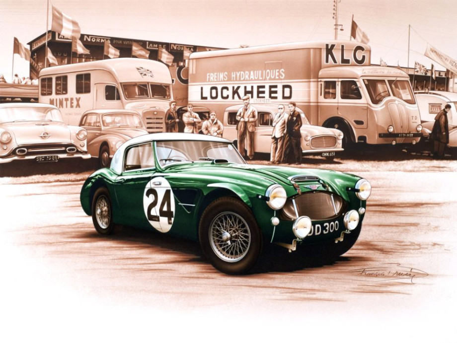 Austin Healey 3000 – Le Mans 1962 de François Bruère Austin Healey 3000 – Le Mans 1962 - Peinture de François Bruère