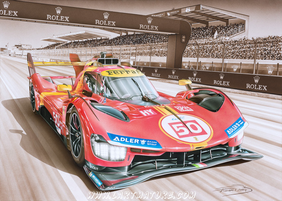 Ferrari 499 P – Le Mans 2023 de François Bruère Ferrari 499 P – Le Mans 2023 - Peinture de François Bruère