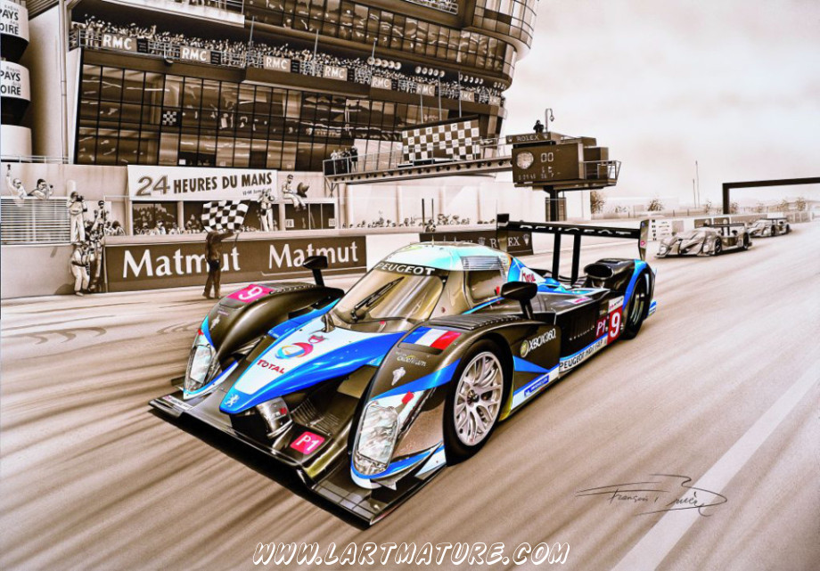 Peugeot 908 HDI FAP – Le Mans 2009 - Peinture de François Bruère