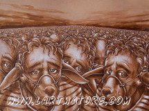 Tryptique Demain les chiens - Dessin, Peinture de Jean-Paul Minster
